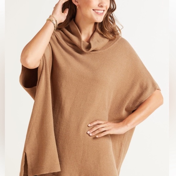 Stitches & Stripes Genevieve Poncho Pullover in Camel - Picture 2 of 7